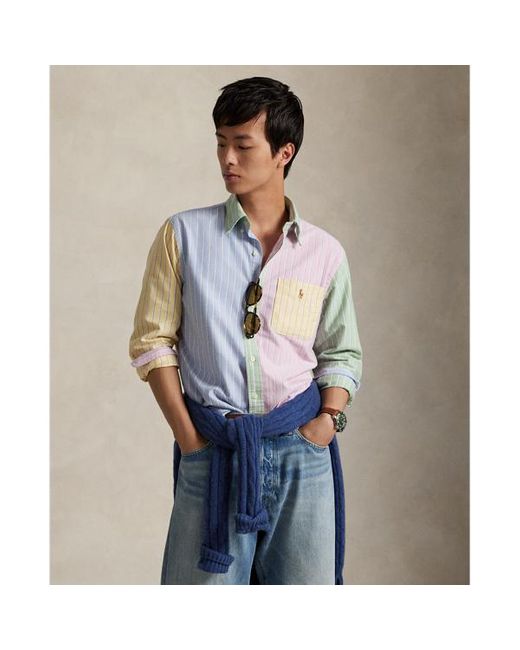 Camicia Oxford patchwork a righe di Polo Ralph Lauren in Blue da Uomo