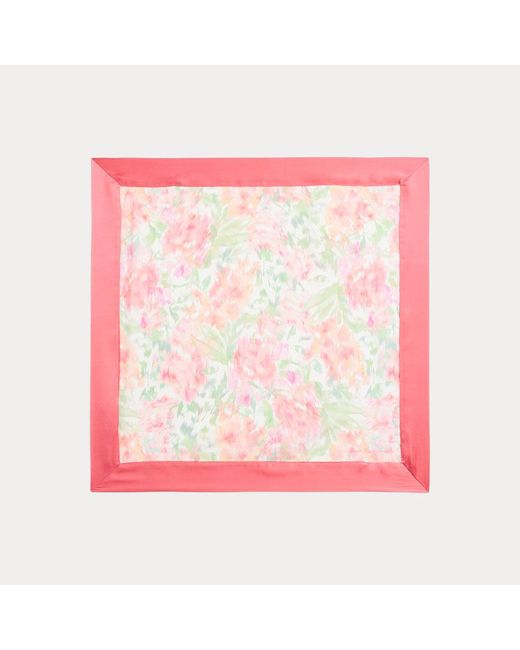 Lauren by Ralph Lauren Margot Gebloemde Vierkante Zijden Sjaal in het Pink