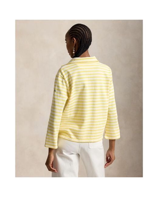 Ralph Lauren Green Striped Split-Placket Mariner Tee