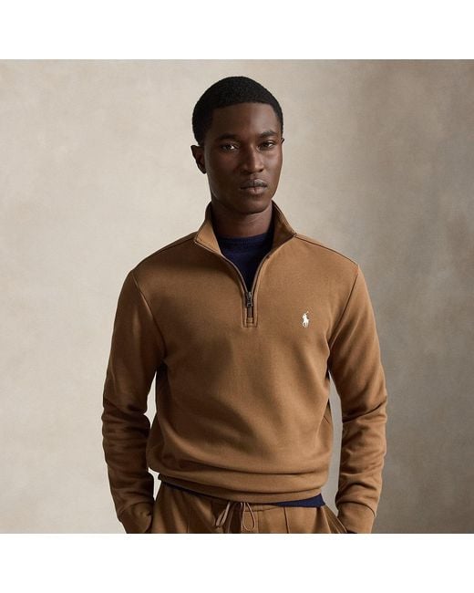 Polo Ralph Lauren Brown Double-Knit Quarter-Zip Pullover for men
