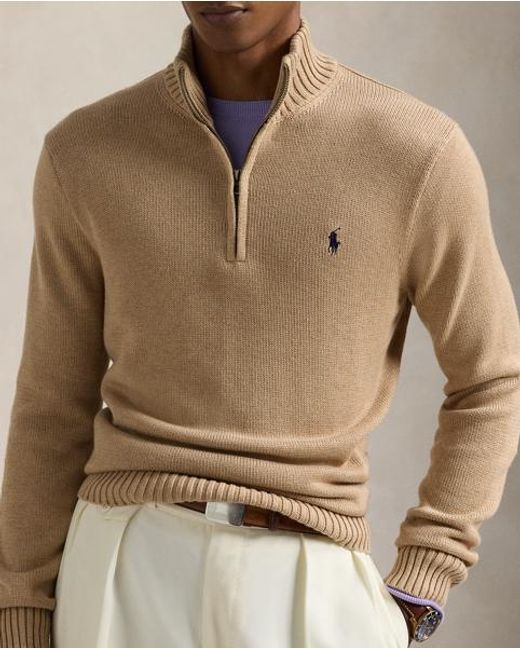 Polo Ralph Lauren Baumwollpullover Mit Reißverschluss in Natural für Herren
