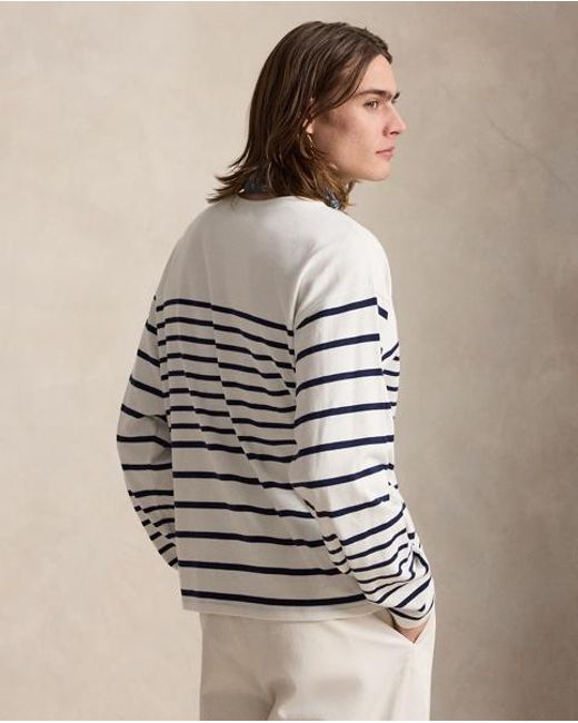 Polo Ralph Lauren White Relaxed Fit Striped Jersey Pullover for men