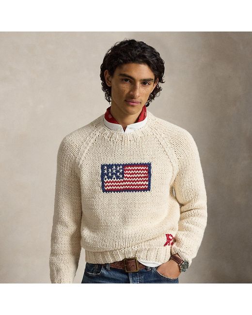 Polo Ralph Lauren Natural Flag Cotton Raglan-Sleeve Jumper for men