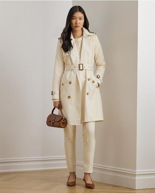 Ralph Lauren Natural Double-Breasted Cotton-Blend Trench Coat