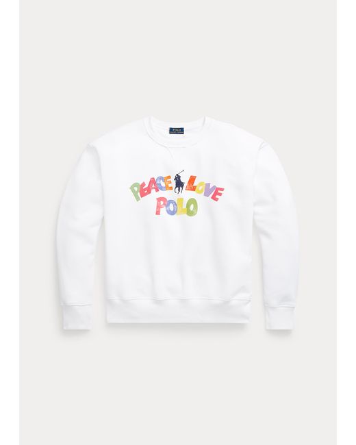 Polo Ralph Lauren White Sweatshirt mit "Peace Love Polo"-Grafik