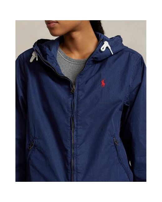 Polo Ralph Lauren Blue Washed Twill Hooded Jacket