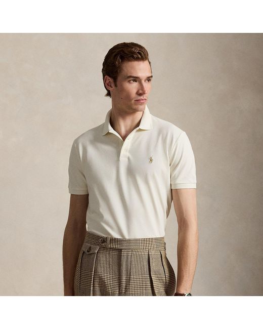 Ralph Lauren Natural Custom Slim Fit Stretch Mesh Polo Shirt for men