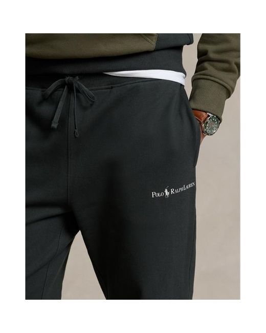 Polo Ralph Lauren Black Relaxed Fit Logo Fleece Tracksuit Bottom for men