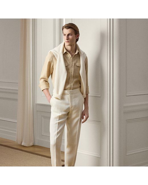 Ralph Lauren Natural Gregory Hand-Tailored Windowpane Trouser for men