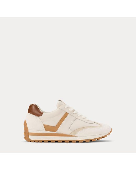Ralph Lauren Natural Dani Suede & Leather Trainer