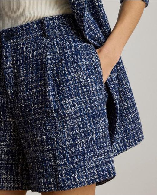 Ralph Lauren Blue Pleated Bouclé Short