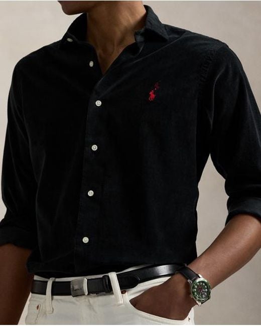 Polo Ralph Lauren Custom Fit Corduroy Overhemd in het Blue voor heren
