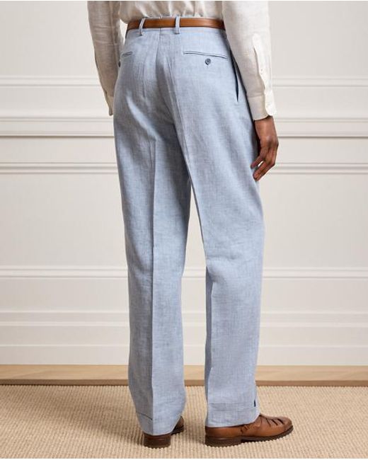 Ralph Lauren Blue Hand-Tailored Linen-Blend Trouser for men