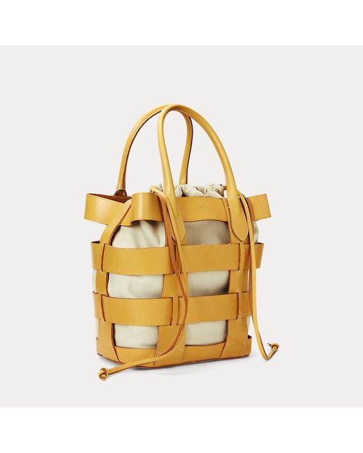 Ralph Lauren Blue Leather Medium Basket-weave Bag