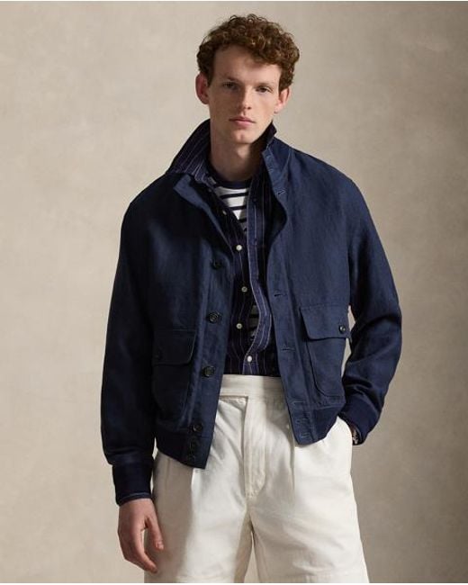 Polo Ralph Lauren Blue The Barrett Linen Herringbone Jacket for men