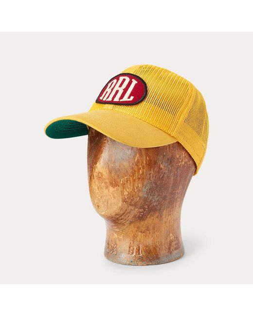Cappellino trucker in rete con logo di RRL in Yellow da Uomo