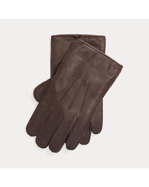 Polo Ralph Lauren Brown Insulated Sheepskin Touch Screen Gloves for men