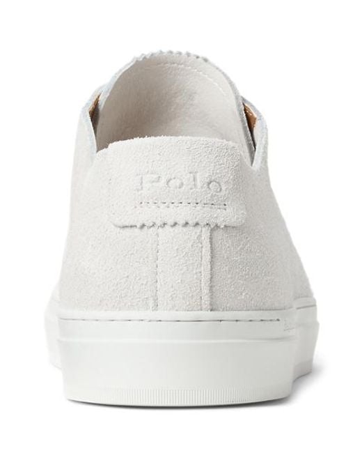Polo Ralph Lauren White Jermain Deconstructed Calf-Suede Trainer for men