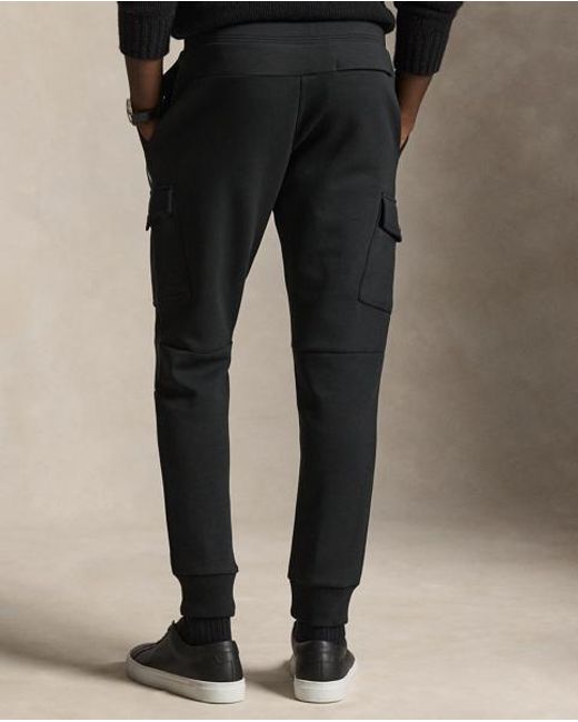 Polo Ralph Lauren Black Double-Knit Cargo Jogging Bottom for men