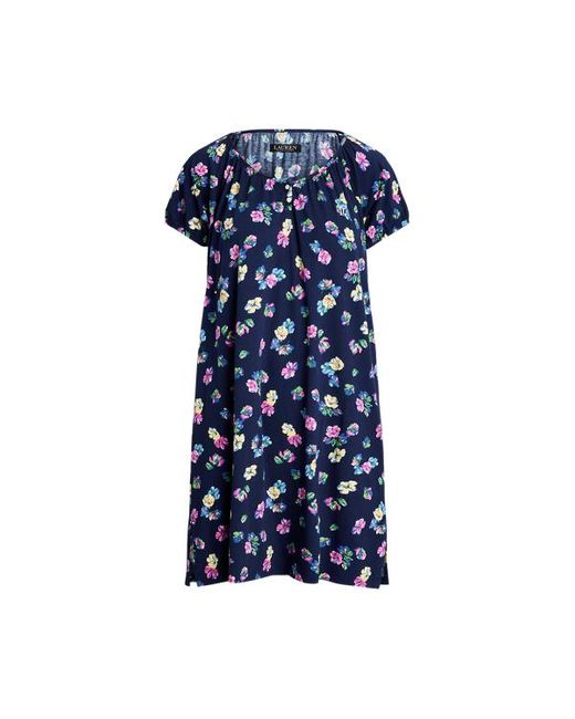 Lauren by Ralph Lauren Blue Floral Cotton-blend Jersey Nightgown
