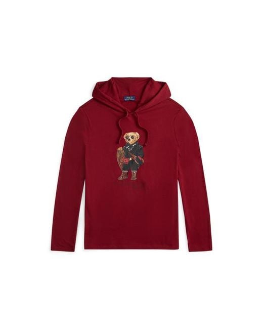 Ralph Lauren Red Polo Bear Jersey Hooded T-Shirt for men