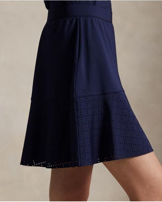 Ralph Lauren Blue Eyelet Interlock Long Skort