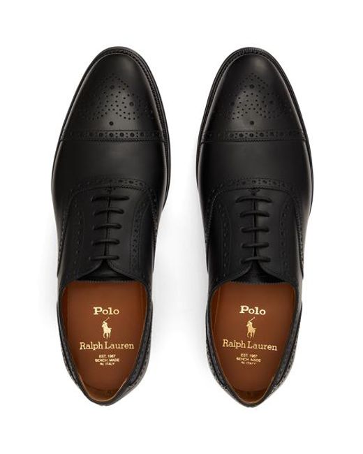 Polo Ralph Lauren Black Maestra Calfskin Cap-Toe Shoe for men