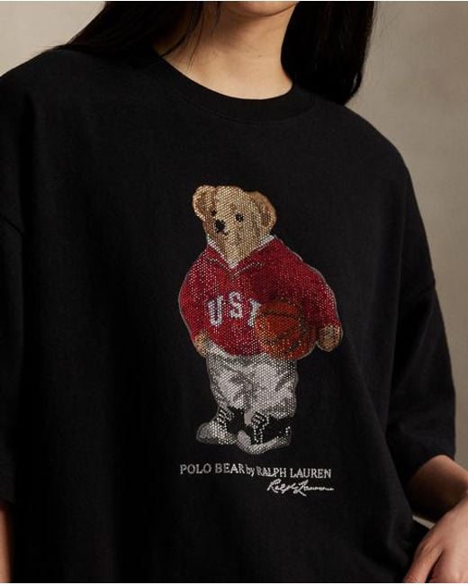 T-Shirt Rhinestone Polo Bear En Coton Polo Ralph Lauren en coloris Black