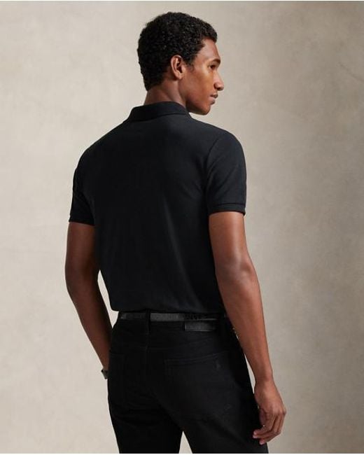 Polo Ralph Lauren Black Custom Slim Fit Stretch Mesh Polo Shirt for men