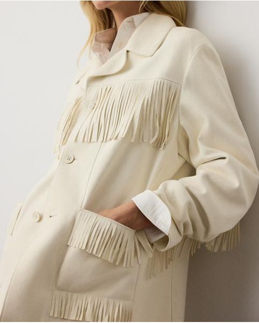 Ralph Lauren Natural Perce Fringe-Trim Lamb-Suede Jacket