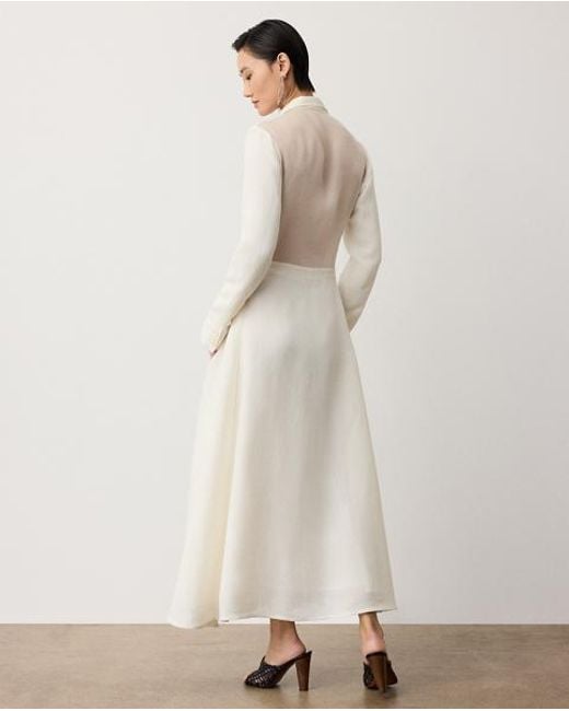 Ralph Lauren Natural Reema Silk-Blend Giro Inglese Day Dress
