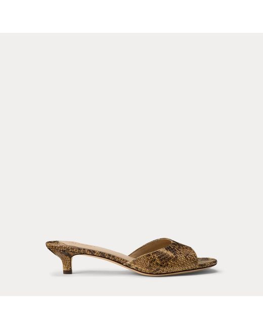 Ralph Lauren Brown Francesca Python-Embossed Mule Sandal