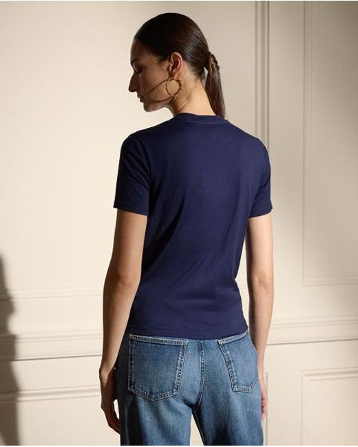 Ralph Lauren Blue Hallie Cotton Jersey Tee