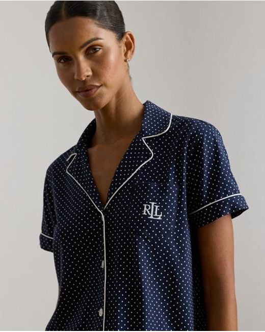 Ralph Lauren Polkadot Slaapset Met Boxershort in het Blue