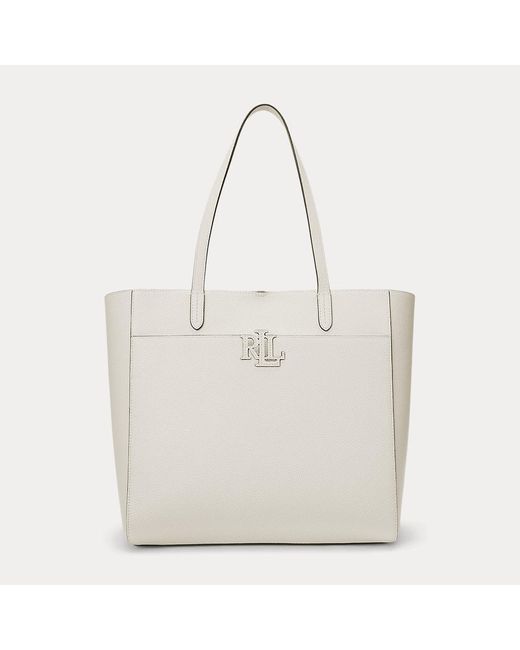Ralph Lauren White Große Tragetasche Cameryn Aus Leder
