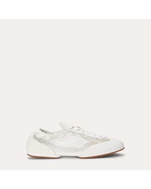 Polo Ralph Lauren White The Mesh-Leather Pony Ballerina Trainer