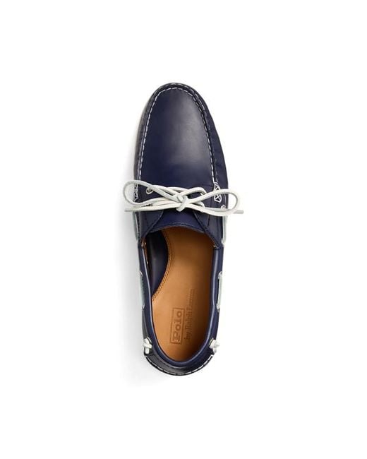 Polo Ralph Lauren Blue Leather Merton Boat Shoes for men