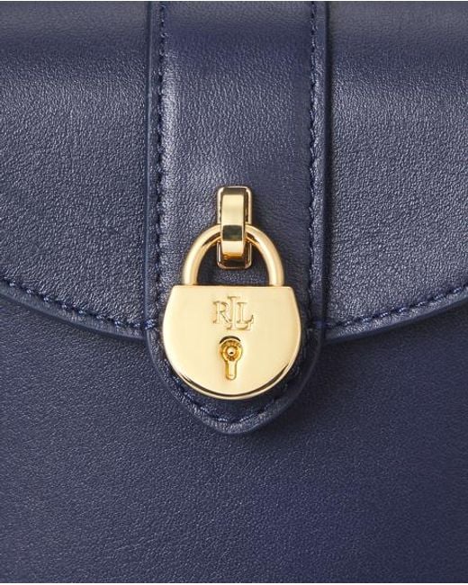 Ralph Lauren Gray Umhänge-Techniktasche Tanner Aus Leder
