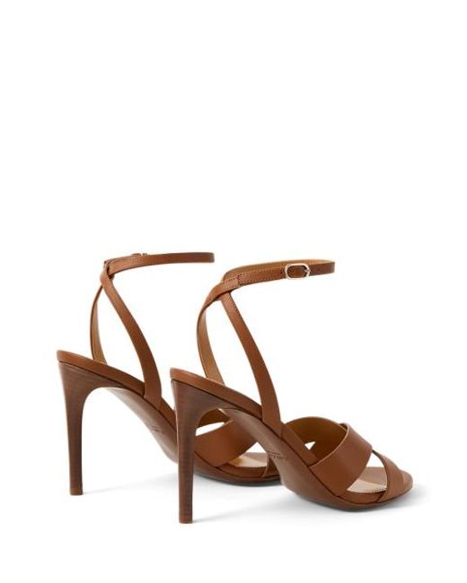 Ralph Lauren Brown Cleary 95 Mm Calfskin Sandal
