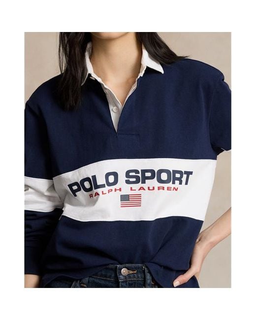 Polo Ralph Lauren Blue Classic Fit Polo Sport Rugby Shirt for men