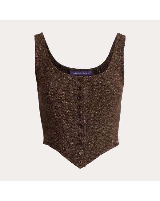 Ralph Lauren Black Sherry Wool-Blend Donegal Tweed Top