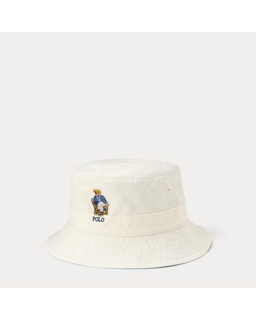 Polo Ralph Lauren White Polo Bear Twill Bucket Hat for men