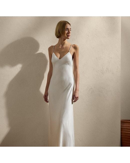Ralph Lauren Shanna Versierde Cocktailjurk in het Natural
