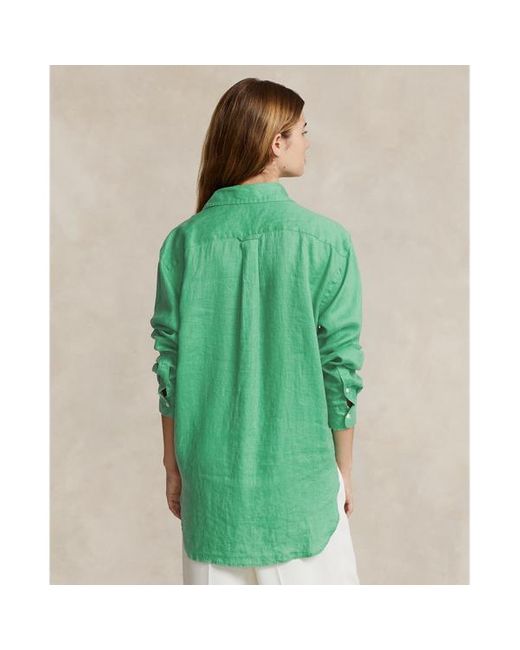 Polo Ralph Lauren Oversized Linnen Overhemd in het Green