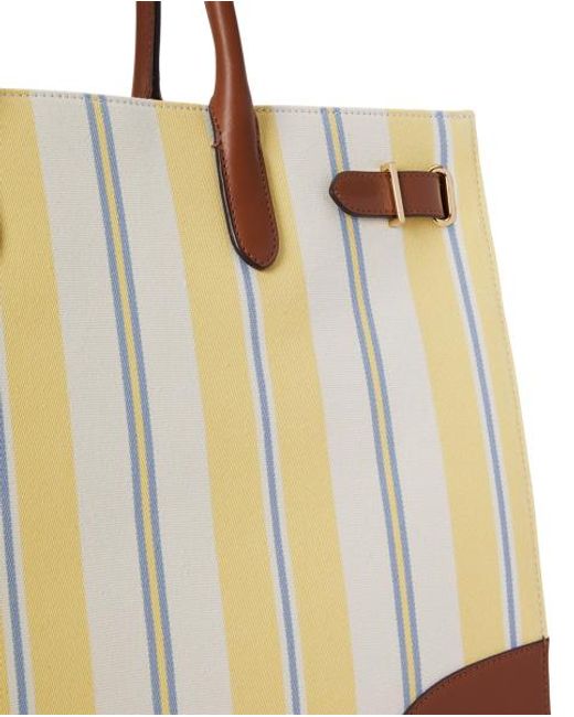 Ralph Lauren Natural Striped Canvas Large Devyn Tote Bag