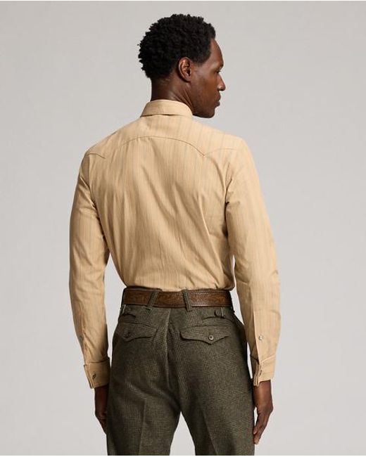 RRL Natural Slim Fit French Cuff Western Shirt for men