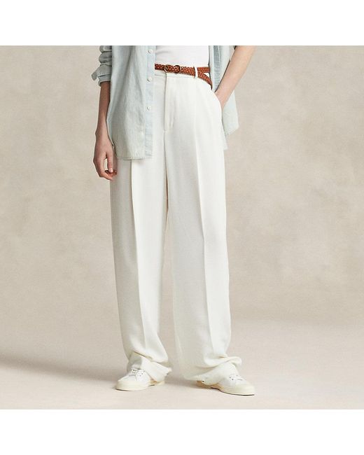 Polo Ralph Lauren White Straight-leg Satin Trouser