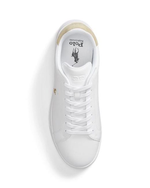 Polo Ralph Lauren White Heritage Court Ii Leather Trainer for men