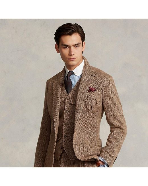 Ralph Lauren Woolblend Herringbone Suit Jacket in Brown for Men Lyst