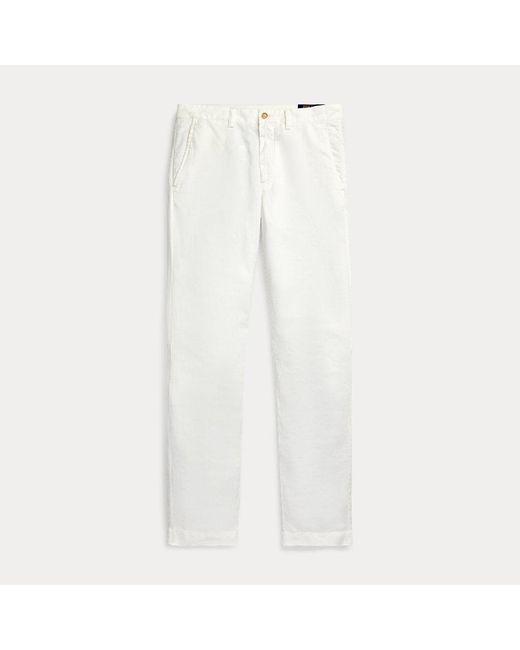 Polo Ralph Lauren White Straight Fit Linen-cotton Trouser for men